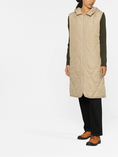 Tommy Hilfiger Sorona Quilted Long Vest In Nude