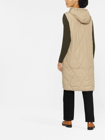 Shop Tommy Hilfiger Sorona Quilted Long Vest In Nude