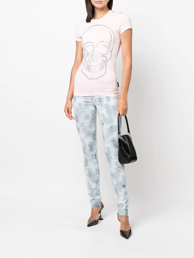 Philipp Plein High-waisted Tie-dye Jeggings In Blau
