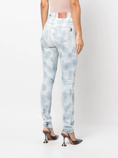 Philipp Plein High-waisted Tie-dye Jeggings In Blau