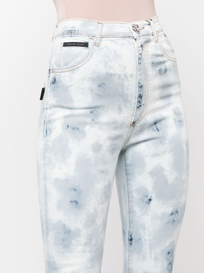 Philipp Plein High-waisted Tie-dye Jeggings In Blau