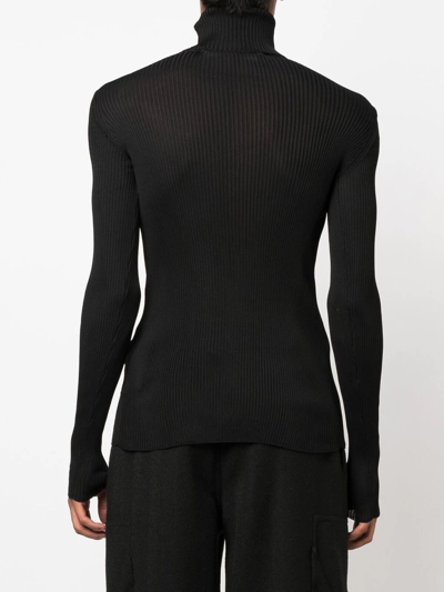 Shop Off-white Helvet Fine-knit Ribbed Jumper In Schwarz