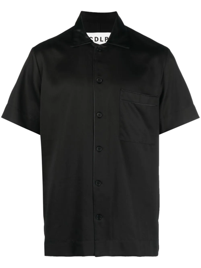 Shop Cdlp Short-sleeve Lyocell Shirt In Black