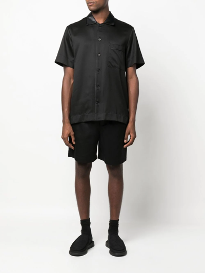 Shop Cdlp Short-sleeve Lyocell Shirt In Black