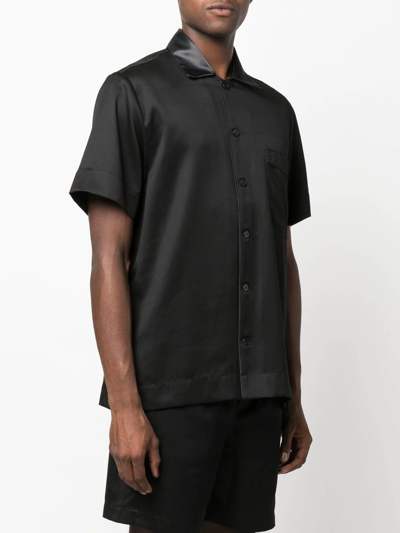 Shop Cdlp Short-sleeve Lyocell Shirt In Black