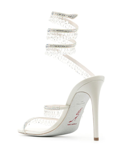 René Caovilla Chandelier 105mm Crystal-embellished Sandals In Neutrals