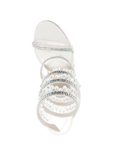 René Caovilla Chandelier 105mm Crystal-embellished Sandals In Neutrals