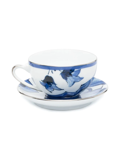 Shop Dolce & Gabbana Mediterraneo Porcelain Tea Set In Ub005 - Fiore Blu Mediterraneo