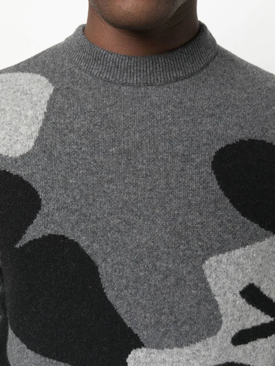Shop The Power For The People Intarsia-knit Crew-neck Jumper In Grey
