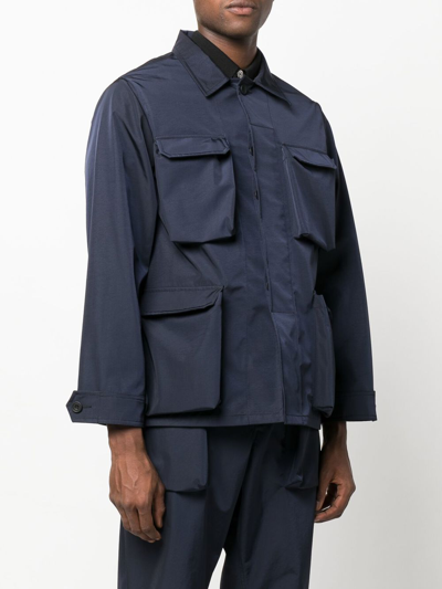 Shop The Power For The People Military Multi-pocket Jacket In Blue