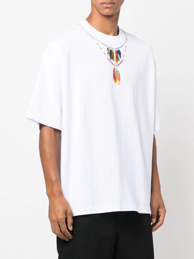 Shop Marcelo Burlon County Of Milan Necklace-print Short-sleeve T-shirt In Weiss