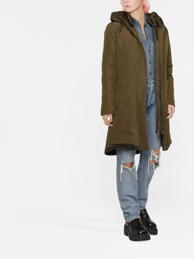 Woolrich Coat Bow Bridge With Detatchable Padding In Green