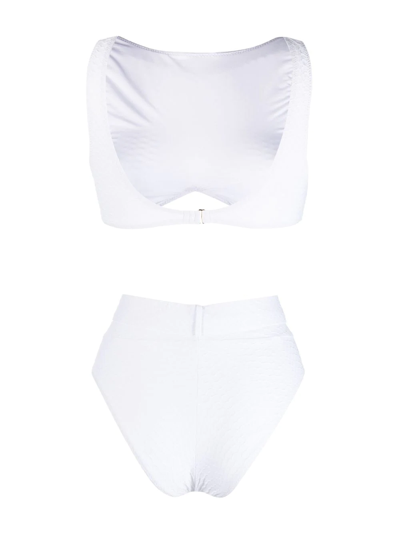 Noire Swimwear Belted High-rise Bikini In White