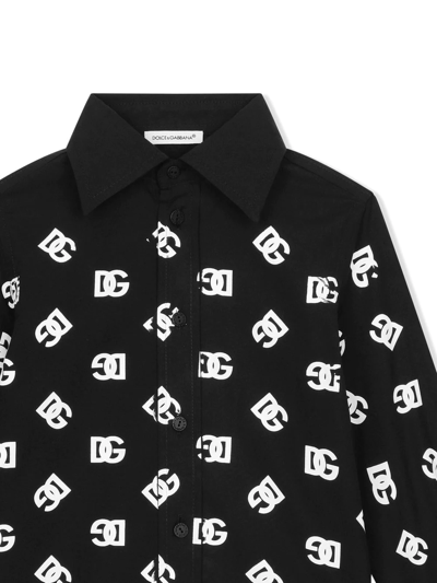 Shop Dolce & Gabbana Dg-logo Poplin Shirt In Black