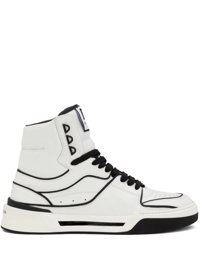 Shop Dolce & Gabbana New Roma Leather Sneakers In White