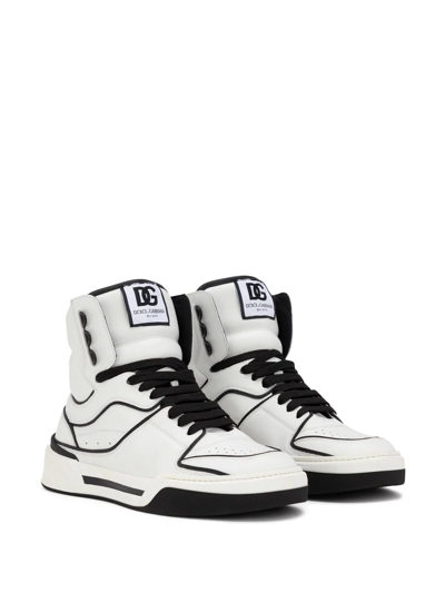 Dolce & Gabbana High Sneakers In Black And White Nappa In White