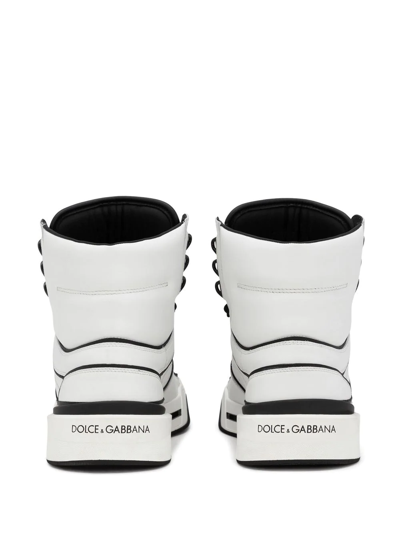 Dolce & Gabbana High Sneakers In Black And White Nappa In White