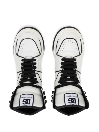 Dolce & Gabbana High Sneakers In Black And White Nappa In White