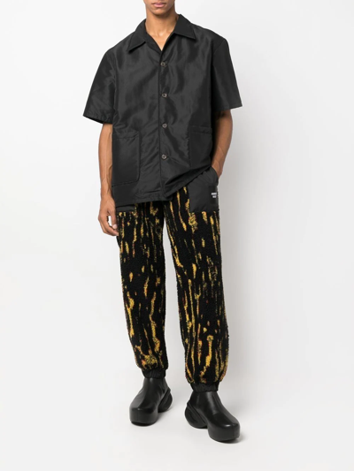 Ambush Textured Fabric Drawstring Pants With Contrast Panels In Schwarz