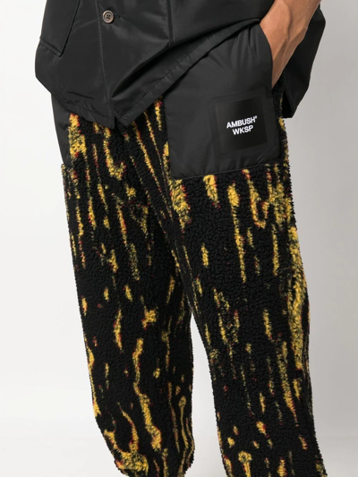 Ambush Textured Fabric Drawstring Pants With Contrast Panels In Schwarz
