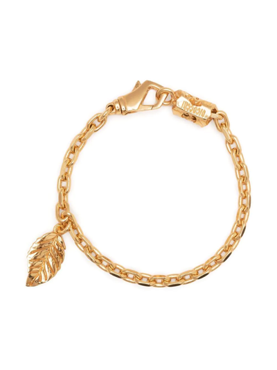 Shop Emanuele Bicocchi Leaf Pendant Bracelet In Gold