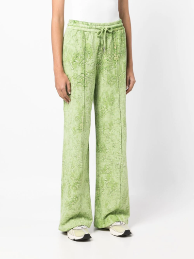 Shop Feng Chen Wang Hand-painted Wide-leg Track Pants In Green