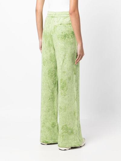 Shop Feng Chen Wang Hand-painted Wide-leg Track Pants In Green