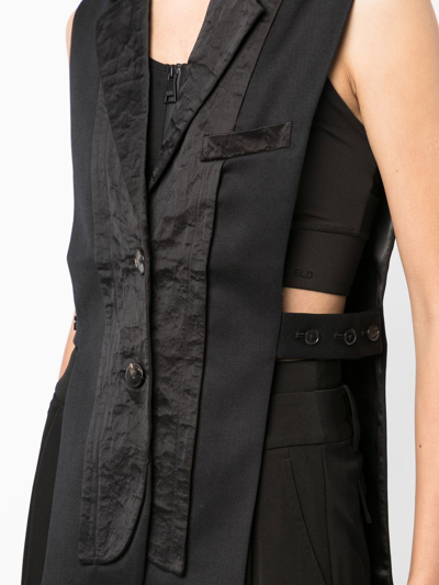 Shop Feng Chen Wang Multi-layered Button-down Vest In Black