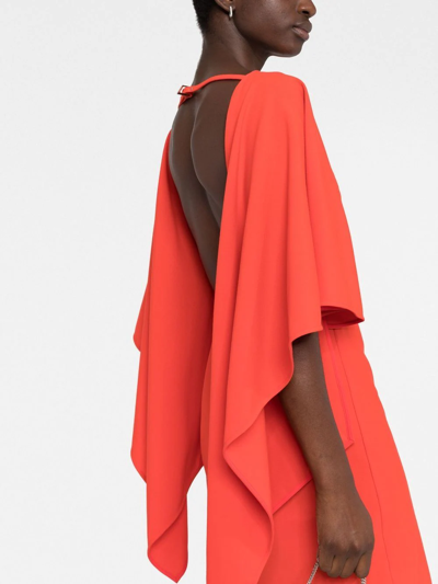 Shop Attico Draped Open-back Mini Dress In Rot