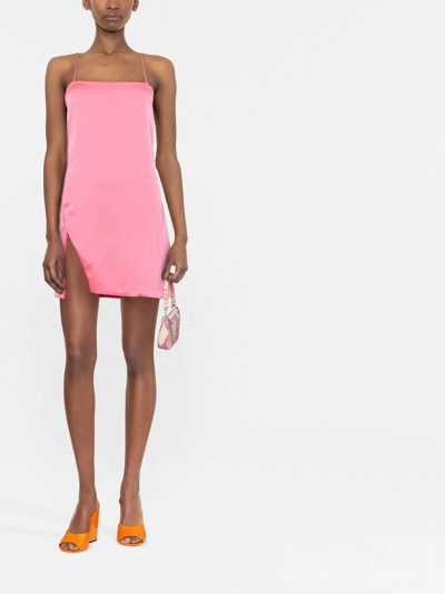 Shop Attico Side-slit Slip Mini Dress In Rosa