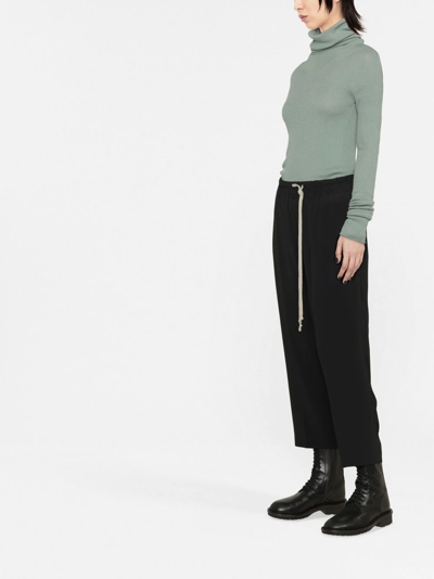 RICK OWENS DROP-CROTCH DRAWSTRING CROPPED TROUSERS 