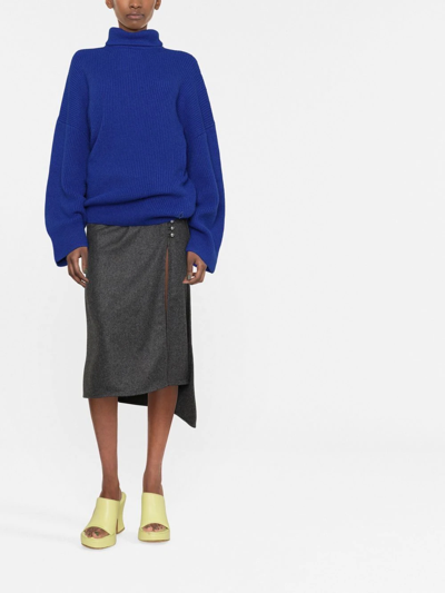 Attico Grace Ribbed-knit Turtleneck Sweater In Blau