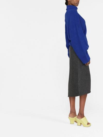 Attico Grace Ribbed-knit Turtleneck Sweater In Blau