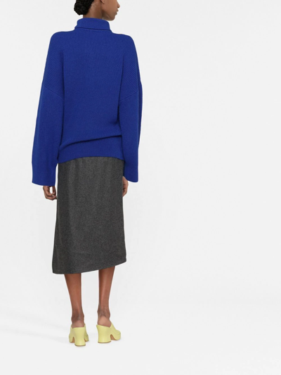 Attico Grace Ribbed-knit Turtleneck Sweater In Blau