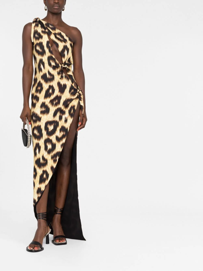 Shop Attico Leopard-print Maxi Dress In Gelb