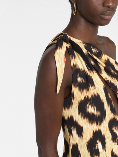 Shop Attico Leopard-print Maxi Dress In Gelb