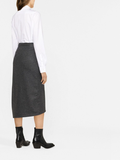 Shop Rabanne Wrap Ruched Midi Skirt In Grau