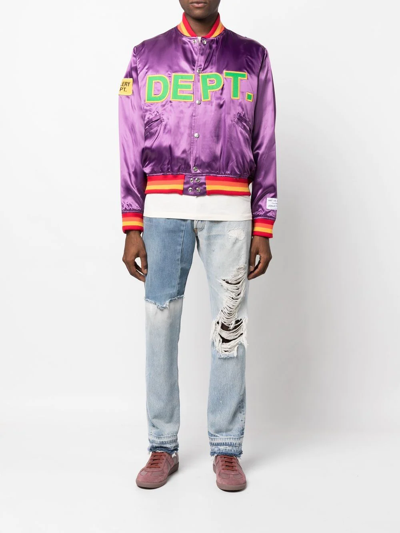 Gallery Dept. Blue Ken Panelled Distressed Straight Leg Jeans In Blue