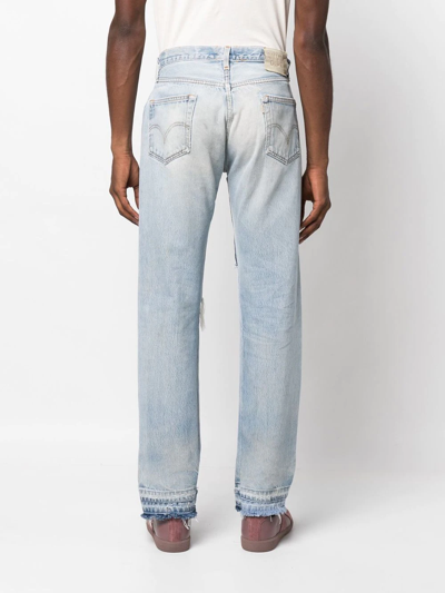 Gallery Dept. Blue Ken Panelled Distressed Straight Leg Jeans In Blue