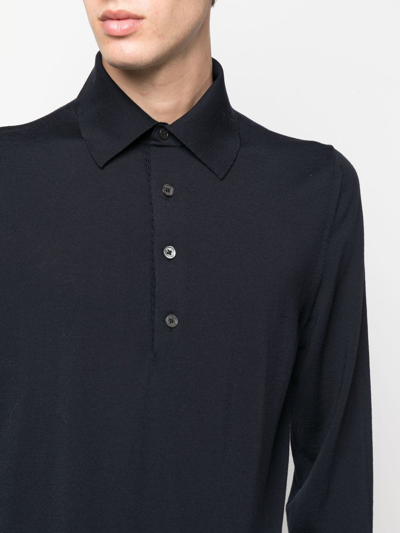 Shop Tom Ford Long-sleeved Polo Shirt In Blau