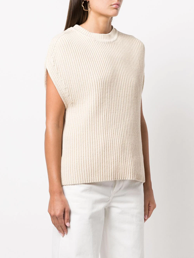 Shop St Agni Ribbed-knit Sleeveless Vest In Nude