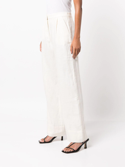 Shop St Agni High-waisted Wide Trousers In Neutrals