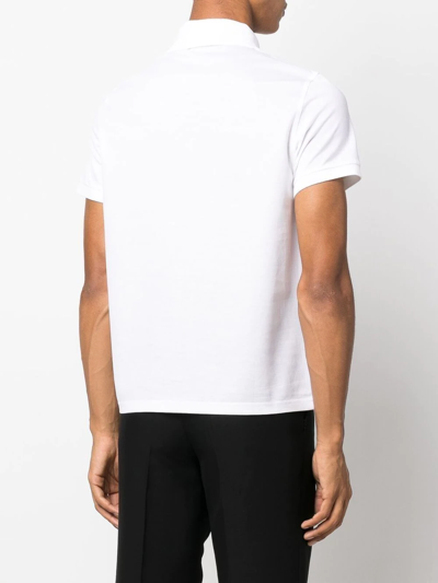 Shop Saint Laurent Logo-embroidered Short-sleeved Polo Shirt In White