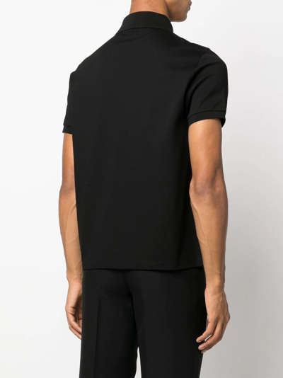 Shop Saint Laurent Embroidered-logo Short-sleeved Polo Shirt In Schwarz