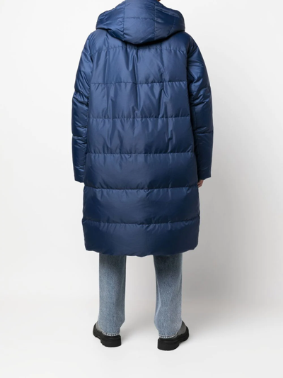 Shop Marni Reversible Padded Hooded Coat In Blau