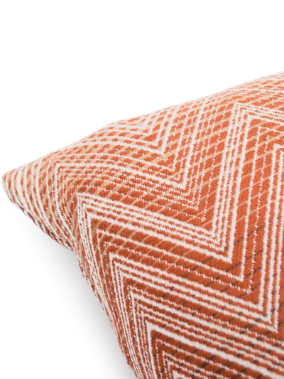 Shop Missoni Zig-zag Pattern Print Cushion In Braun
