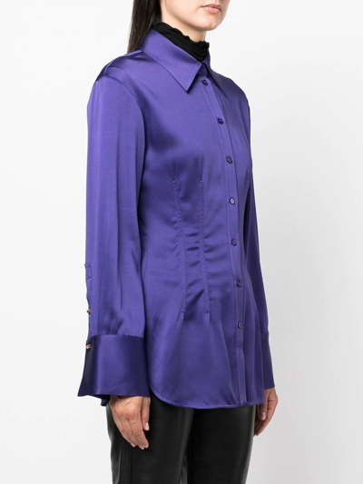 Blumarine Purple Satin-effect Fitted Shirt In Violett