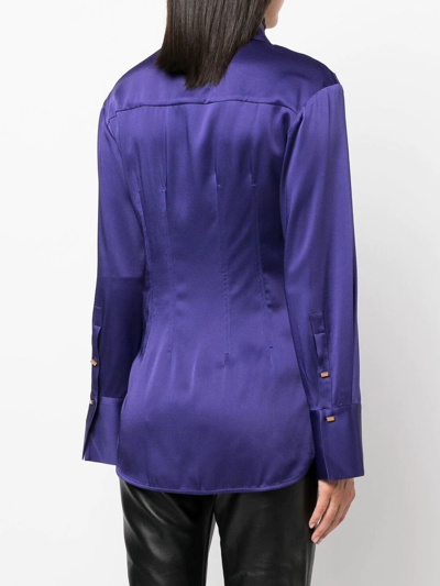 Blumarine Purple Satin-effect Fitted Shirt In Violett