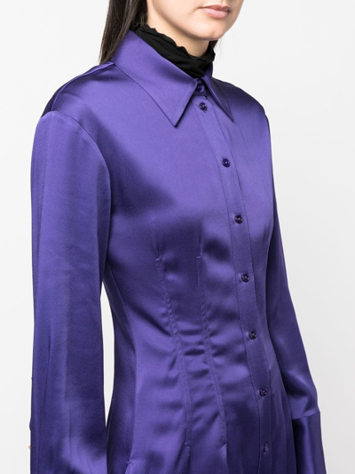 Blumarine Purple Satin-effect Fitted Shirt In Violett