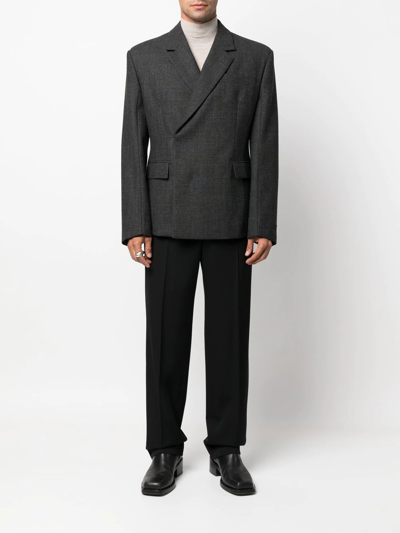 Prada Double-breasted Tailored Blazer In Grau